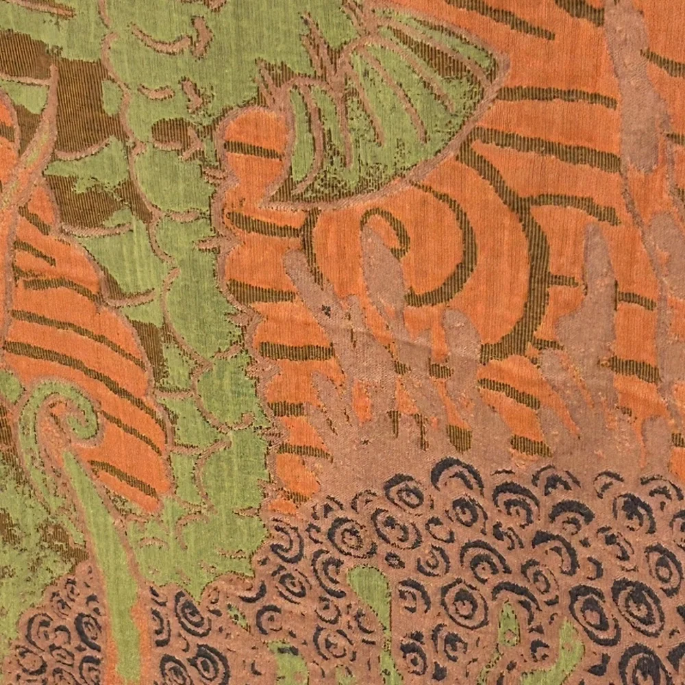 Seahorse Towel + Tapestry in Coral Orange Deep Blue + Lime Green Size 38” x 68”